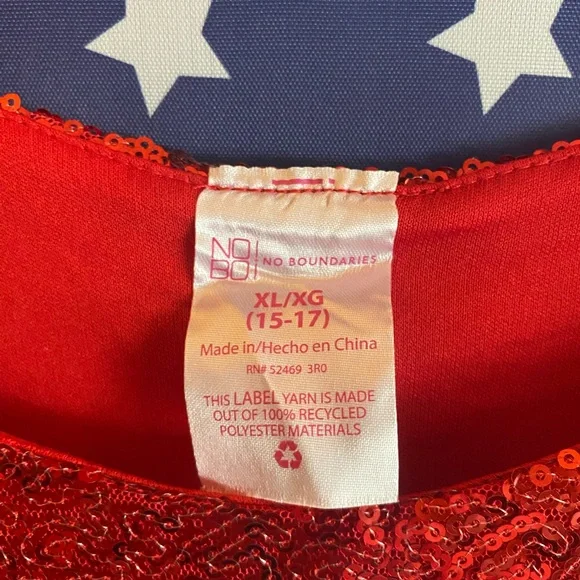 No Boundaries NWT red sequin peplum camisole - Picture 2 of 6